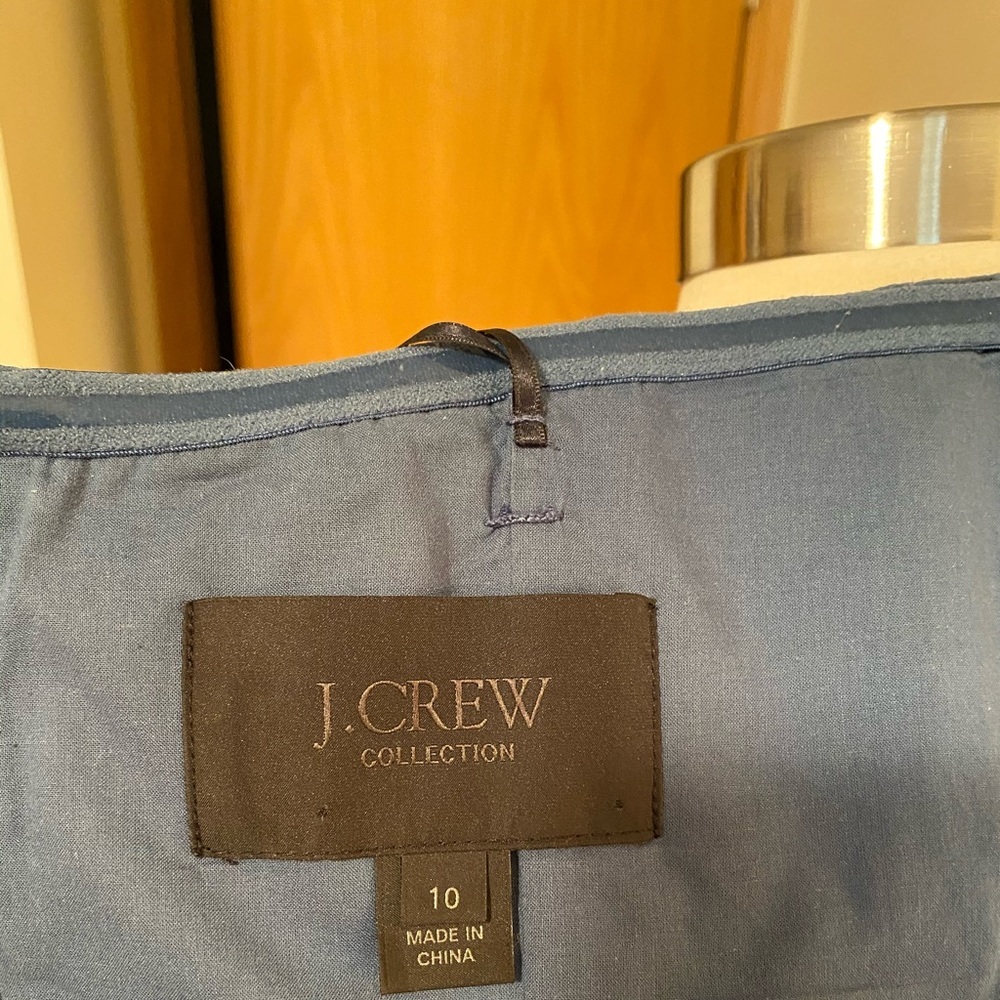 J. Crew Collection Strapless Dress Silk Ikat Watercolor Abstract Y2K Blue 10 - Picture 6 of 12